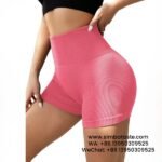 Women Pink Vertical Striped Yoga Shorts High Stretch Shape Fitness Yoga Pants