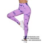 Women Pinkish-Purple Dyeing Yoga Pants High Waist Hip Lift Gym Pants Seamless Athletic Pants