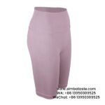 Women Purple Gym Pants Skinny Cropped Pants High-Waisted Seamless Yoga Shorts