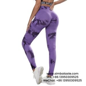 Women Purple High Waist Tie Dye Gym Pants Shapewear Yoga Pants