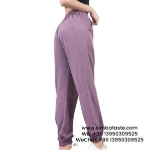 Women Purple Loose Sweatpants High-Waisted Quick-Drying Yoga Trousers Cargo Pants