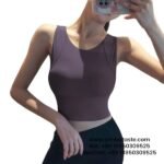 Women Purple One Piece Shock-Absorbing Sports Bra Breathable Full Cup Yoga Vest