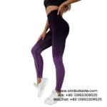Women Purple Seamless Knitted Sling Dye Yoga Pants Gradient High Waist Sports Leggings