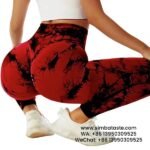Women Red High Waist Tie Dye Gym Pants Shapewear Yoga Pants