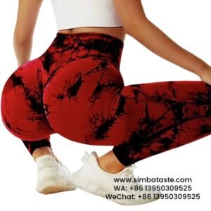 Women Red High Waist Tie Dye Gym Pants Shapewear Yoga Pants