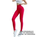 Women Red Hip Lift Gym Pants High Waist Yoga Pants Running Sports Pants