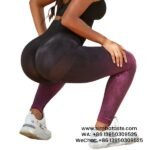 Women Red Seamless Knitted Sling Dye Yoga Pants Gradient High Waist Sports Leggings