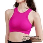 Women Rose Red Thread Bra Cropped Yoga Vest Top Pilates Fitness Bra Yoga Bra