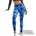 Women Royal Blue Dyeing Yoga Pants High Waist Hip Lift Gym Pants Seamless Athletic Pants