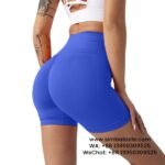 Women Royal Blue Gym Pants Athletic Tight Cropped Pants Seamless Yoga Hot Pants