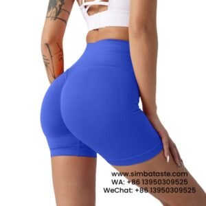 Women Royal Blue Gym Pants Athletic Tight Cropped Pants Seamless Yoga Hot Pants