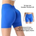 Women Royal Blue Seamless High Waist Yoga Shorts Tight Running Exercise Pants 2