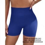 Women Royal Blue Seamless Yoga Shorts Athletic Shorts Breathable High-Rise Gym Pants