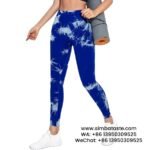 Women Royal Blue Tie-Dye Yoga Pants High Waist Hip Lift Gym Pants Seamless Athletic Pants