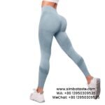 Women Sky Blue Seamless Hip Lift Gym Pants Tight High Rise Yoga Pants