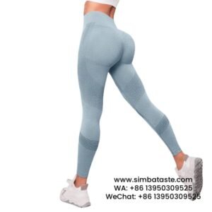 Women Sky Blue Seamless Hip Lift Gym Pants Tight High Rise Yoga Pants