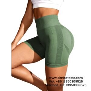 Women Soot Green Seamless Yoga Shorts Athletic Shorts Breathable High-Rise Gym Pants
