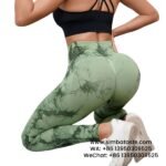 Women Spinach Green Dyeing Yoga Pants High Waist Hip Lift Gym Pants Seamless Athletic Pants