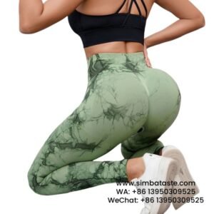 Women Spinach Green Dyeing Yoga Pants High Waist Hip Lift Gym Pants Seamless Athletic Pants