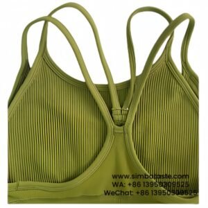 Women Turmeric Thin Straps Beautiful Back Two Pieces Sports Bra Yoga Gym Bra