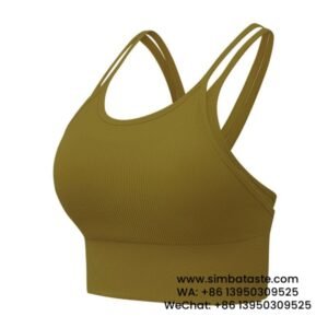 Women Turmeric Thin Straps Beautiful Back Two Pieces Sports Bra Yoga Gym Bra