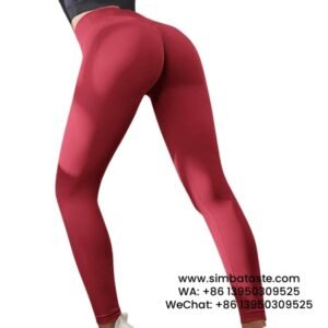 Women Vermilion Hip Lift Fitness Pants High Waist Yoga Pants Running Sports Pants