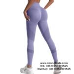 Women Violet Blue Seamless Hip Lift Gym Pants Tight High Rise Yoga Pants