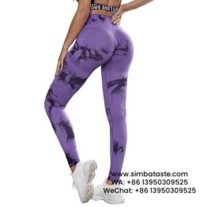 Women Violet Dyeing Yoga Pants High Waist Hip Lift Gym Pants Seamless Athletic Pants