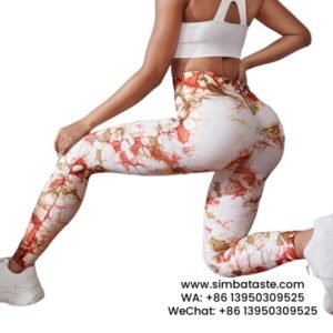 Women White Red Yellow Dyeing Yoga Pants High Rise Hip Lift Gym Pants Seamless Athletic Pants