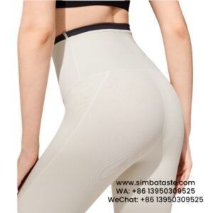 Women White Thread High Waist Yoga Pants Anti-Curl Athletic Leggings