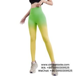 Women Yellow Green Sports Leggings Seamless High Waist Gym Pants Gradient Candy Yoga Pants
