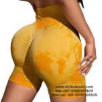 Women Yellow Seamless Tie Dye Tight Short Pants Fitness Yoga Gym Shorts