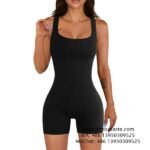 Women's Black Shorts One-Piece Yoga Suit Gym Wear Thread Jumpsuit Seamless Sports Bodysuit