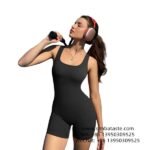 Women's Black Shorts One-Piece Yoga Suit Gym Wear Thread Jumpsuit Seamless Sports Bodysuit