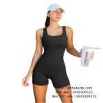 Women's Black Shorts One-Piece Yoga Suit Gym Wear Thread Jumpsuit Seamless Sports Bodysuit