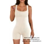Women's Off-White Shorts One-Piece Yoga Suit Gym Wear Thread Jumpsuit Seamless Sports Bodysuit