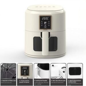 Capacity 4.5L 1200W Material PP with Stalinite Window White Air Fryer SD-AF3