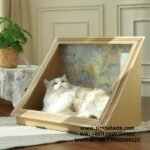 DIY Retro Style Oil Painting Frame Flowers Cat Scratch Board Cat Nest 2