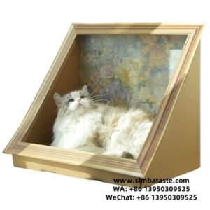 DIY Retro Style Oil Painting Frame Flowers Cat Scratch Board Cat Nest